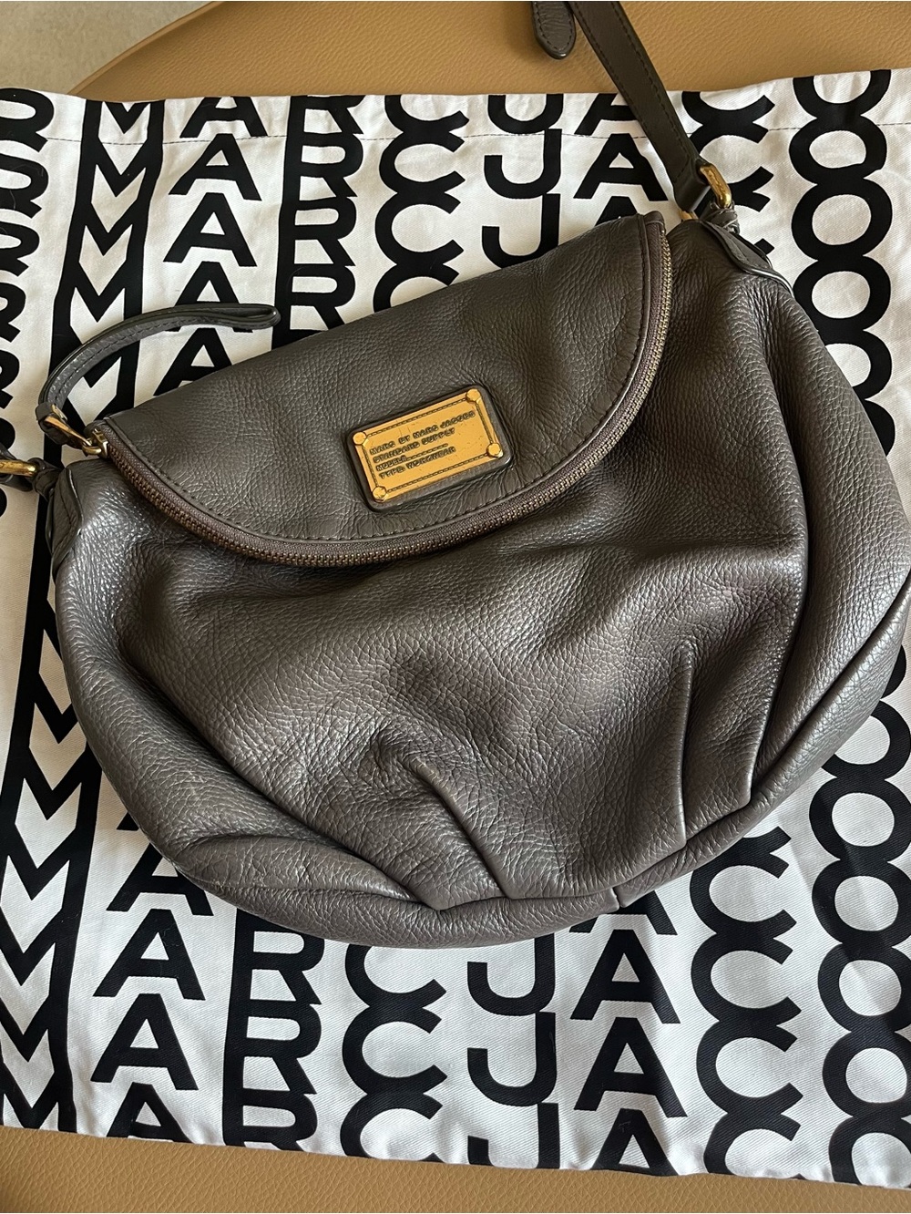 Marc by Marc Jacobs Classic Q Natasha Gray Pebbled Leather Crossbody Bag